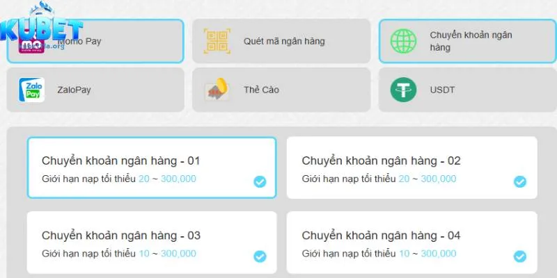 Quy trình nạp tiền Kubet11 qua ngân hàng đơn giản dễ hiểu Quy trình nạp tiền Kubet11 qua ngân hàng đơn giản dễ hiểu